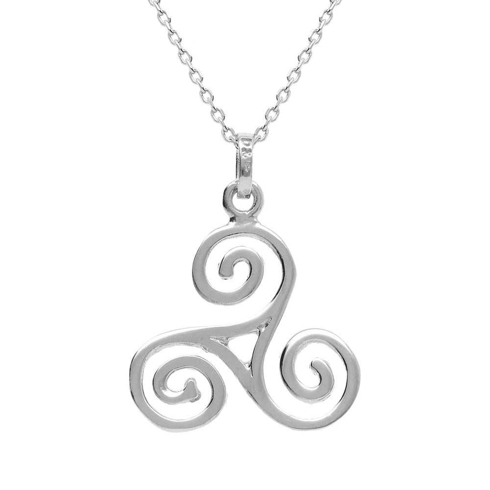 Collier en argent rhodi pendentif triskel 17mm - 40+5cm - Vue 1