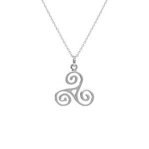 Collier en argent rhodié pendentif triskel 17mm avec oxydes blancs - 40+5cm - Vue 1