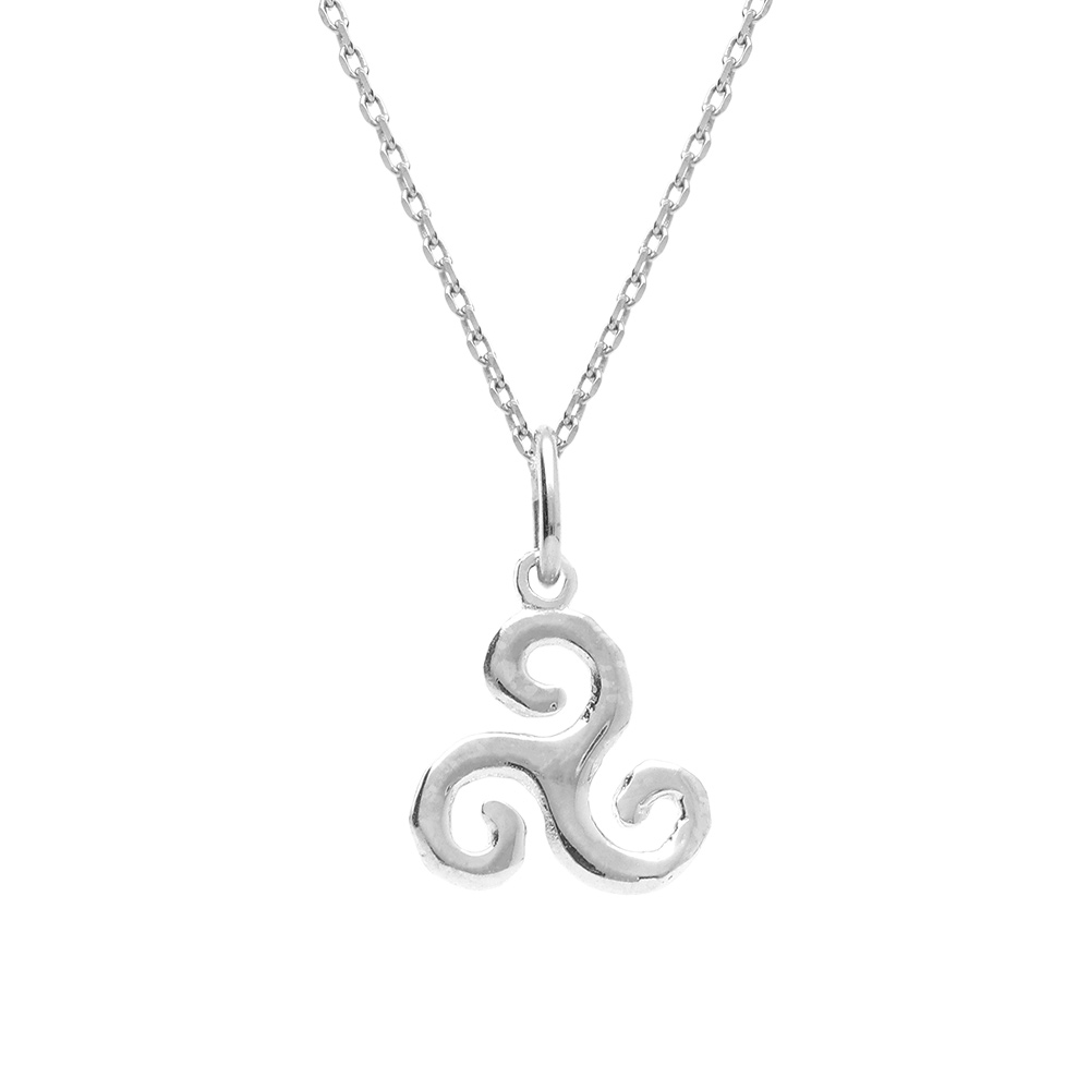 Collier en argent rhodi� pendentif triskel simple 10mm - 40+5cm - Vue 1