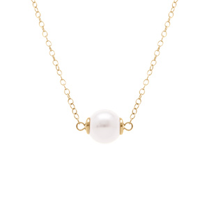 Collier en argent rhodié perle blanche imitation 8mm - 40+5cm - Vue 1