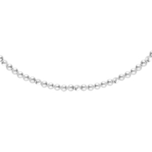 Collier en argent rhodi perles 3mm blanche de synthse longueur 38+4cm - Vue 1