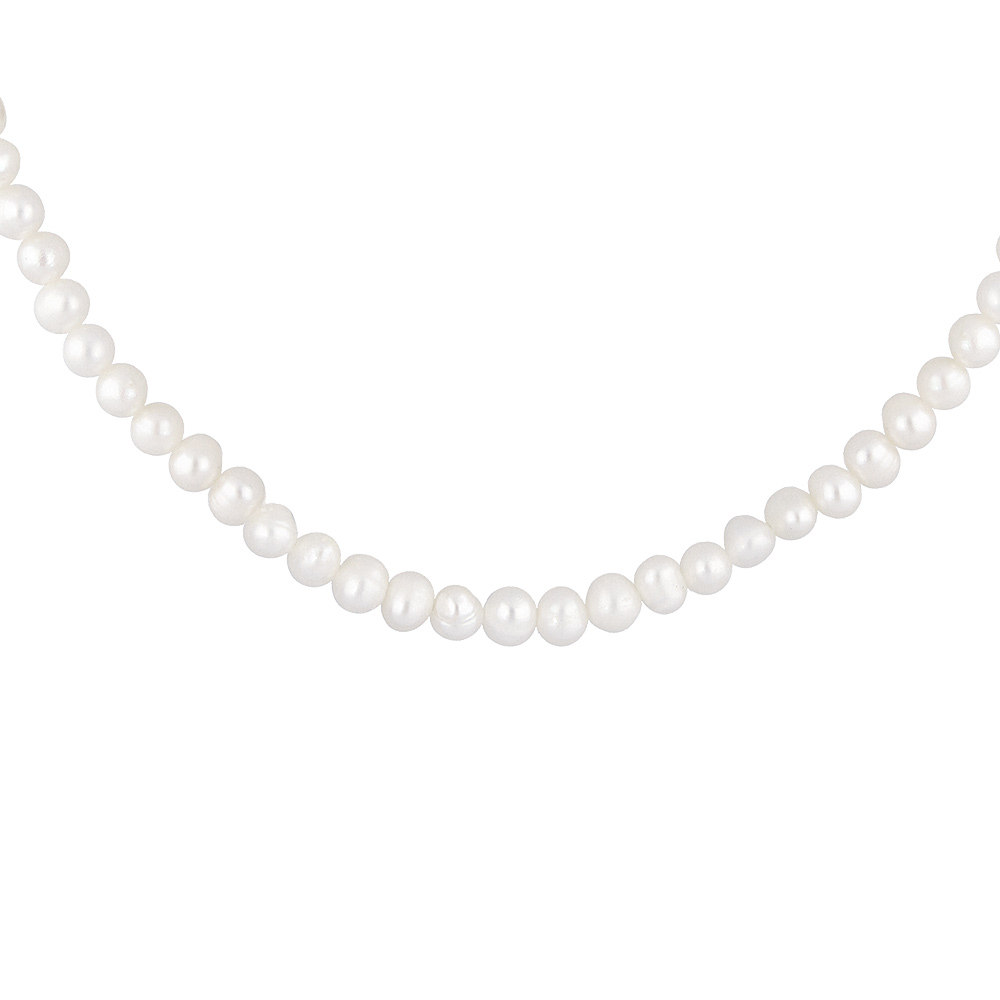 Collier en argent rhodi� Perles de culture d\'eau douce 5mm irr�guli�re 50+5cm - Vue 1