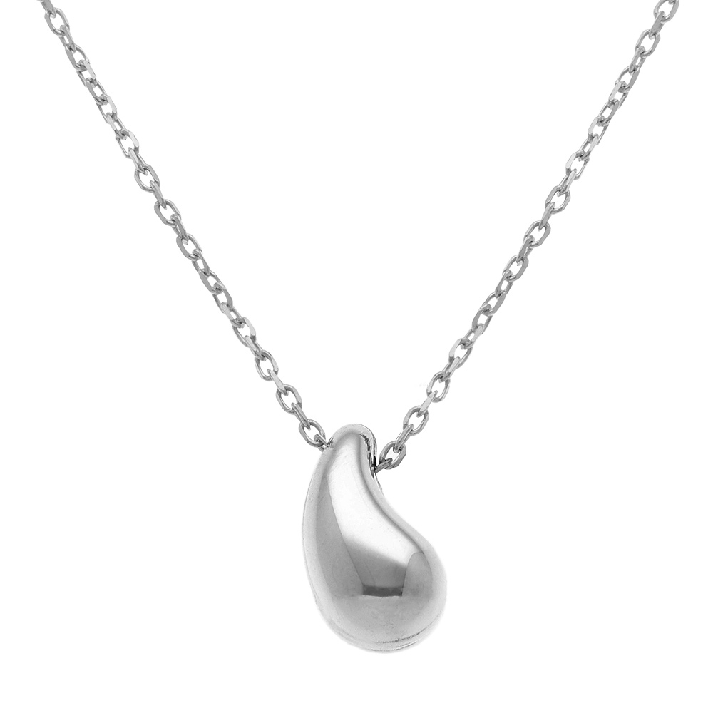 Collier en argent rhodi petite goutte incurve 13mm  - 40+5cm - Vue 1