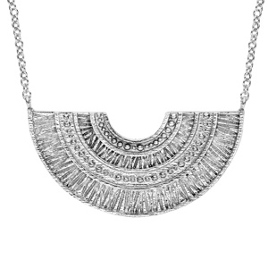 Collier en argent rhodié plastron ethnique éventail 40+4cm - Vue 1
