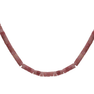 Collier en argent rhodi rondelles pierre Rodonite rose vritable 40+5cm - Vue 1