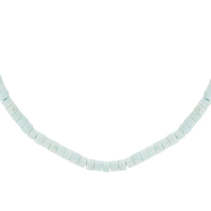 Collier en argent rhodi rondelles pierre turquoise vritable 40+5cm - Vue 1