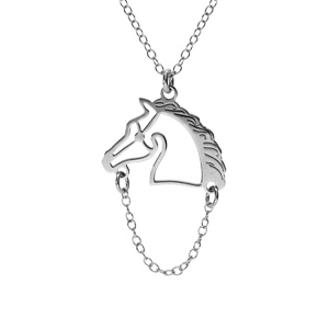 Collier en argent rhodi tte de cheval dcoup 40+4cm