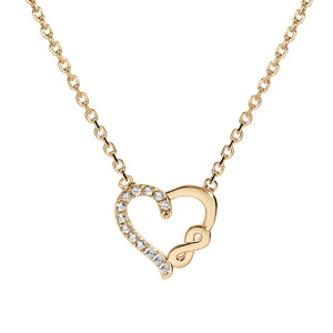 Collier en plaqu or avec pendentif coeur et infini oxydes blancs sertis 38+4cm - Vue 1