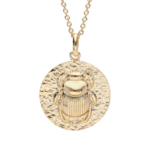 Collier en plaqué or avec Pendentif ethnique motif antique scarabée 40+4cm - Vue 1