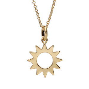 Collier en plaqué or avec pendentif soleil ajouré 40+4cm - Vue 1