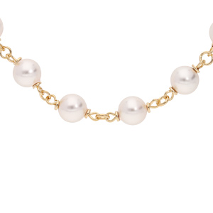 Collier en plaqué or avec perles blanches 42+7cm - Vue 1