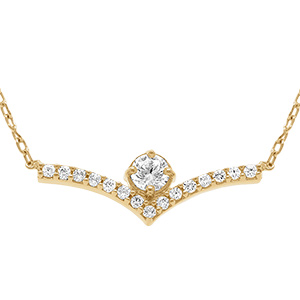 Collier en plaqu� or avec pierre centrale et oxydes blancs sertis - 38+4cm