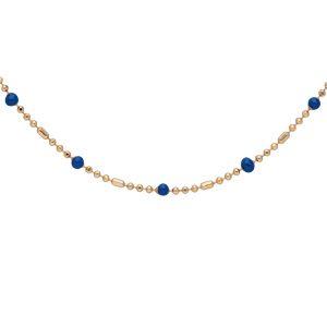 Collier en plaqu or boules et perles bleues nuit 40+5cm - Vue 1