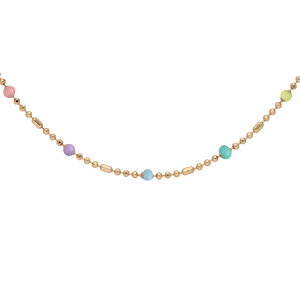 Collier en plaqu or boules et perles multi couleurs 40+5cm - Vue 1