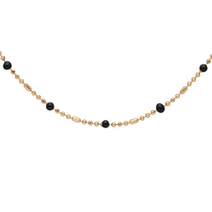 Collier en plaqu or boules et perles noires 40+5cm - Vue 1