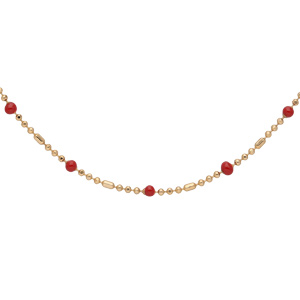 Collier en plaqué or boules et perles rouges 38+5cm - Vue 1