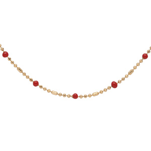 Collier en plaqu or boules et perles rouges 38+5cm - Vue 1