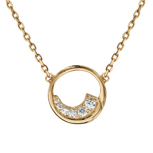 Collier en plaqu or cercle oxydes blancs sertis 38cm + 4cm - Vue 1