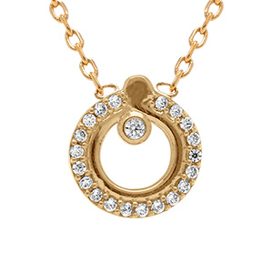Collier en plaqu� or cercles d'oxydes blancs - 38+4cm