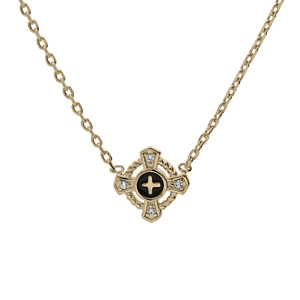 Collier en plaqu or chane avec croix oxydes blancs sertis 38+4cm - Vue 1