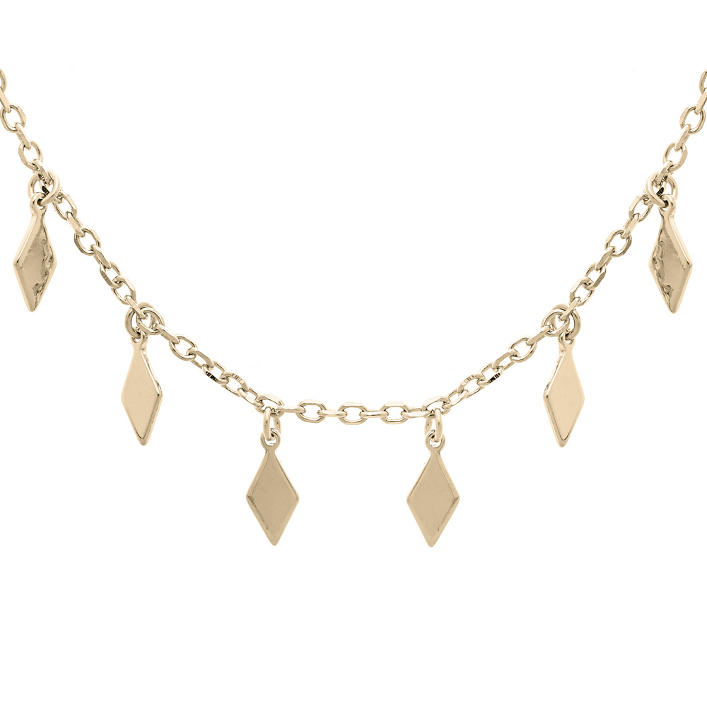 Collier en plaqu� or cha�ne avec multi plaquettes en forme losange 40+3cm - Vue 1