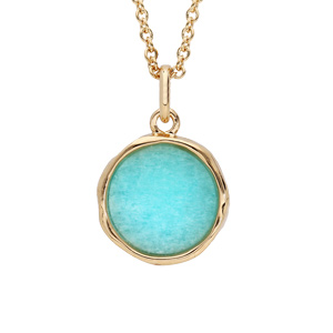 Collier en plaqué or chaîne avec pendentif Amazonite véritable forme irrégulière 40+4cm - Vue 1