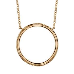 Collier en plaqu or chane avec pendentif anneau diamtre 20mm - longueur 40cm + 4cm de rallonge - Vue 1