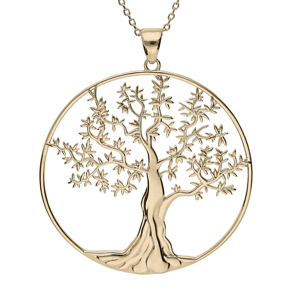 Collier en plaqu� or cha�ne avec pendentif arbre de vie 44+5cm - Vue 1