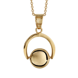 Collier en plaqué or chaîne avec pendentif boule lisse sur un étrier - longueur 42cm - Vue 1