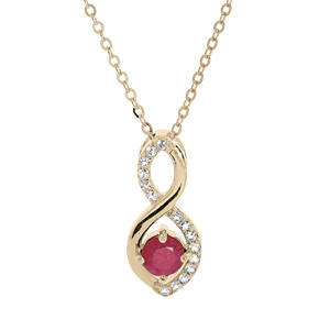 Collier en plaqu or chane avec pendentif infini oxydes rose et blancs sertis 40+5cm - Vue 1