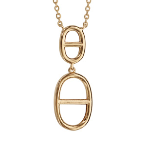 Collier en plaqué or chaîne avec pendentif 2 mailles marines - longueur 40cm + 4cm de rallonge - Vue 1