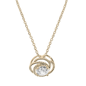 Collier en plaqu or chane avec pendentif noeud d\'amour et oxyde blanc 40+4cm - Vue 1