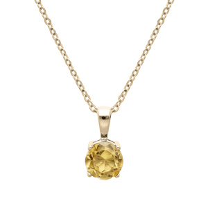 Collier en plaqu or chane avec pendentif pierre vritable Citrine 6,5mm 42+3cm - Vue 1