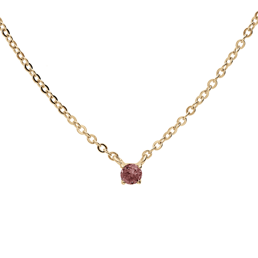 Collier en plaqu� or cha�ne avec pendentif pierre v�ritable Grenat 3mm 38+5cm - Vue 1