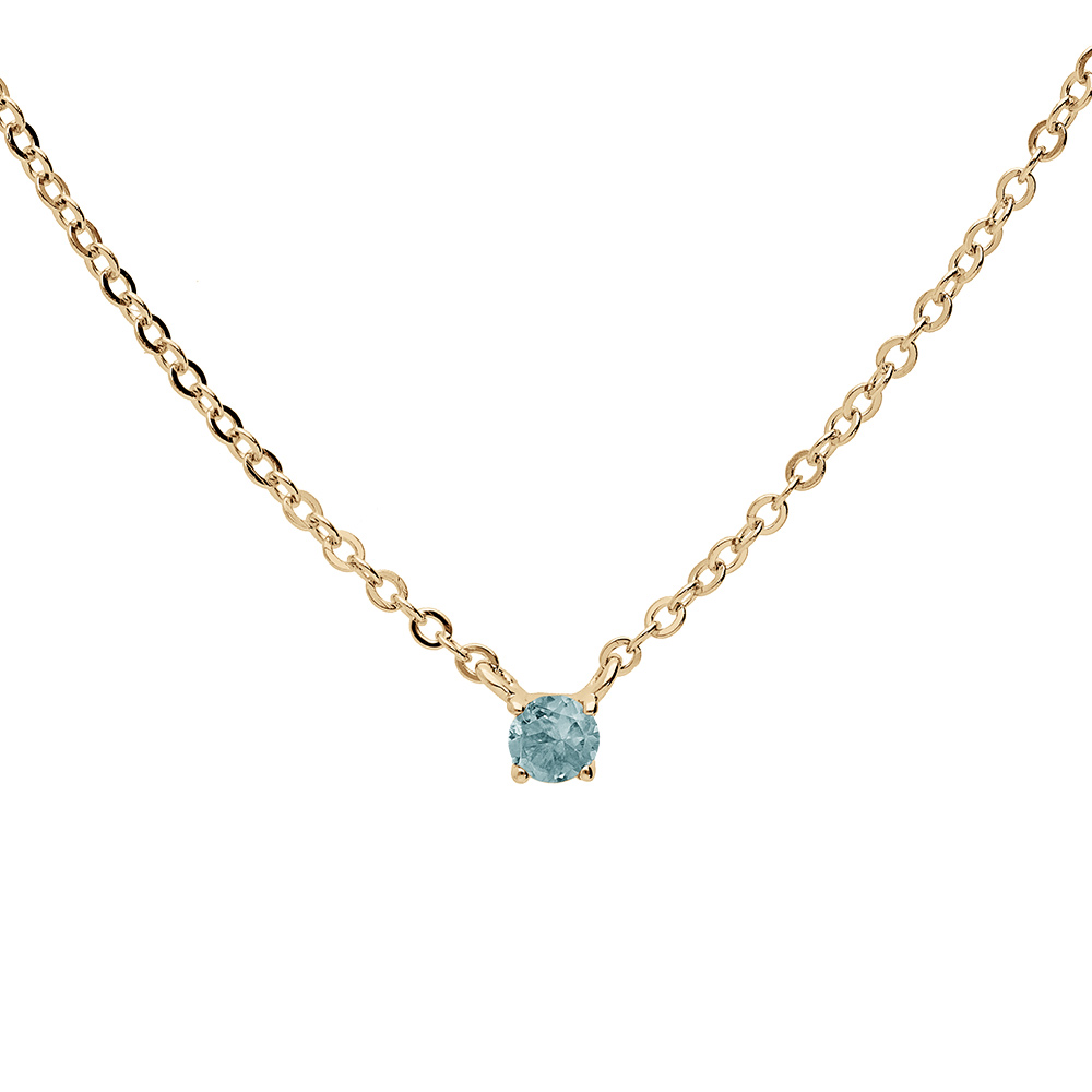 Collier en plaqu� or cha�ne avec pendentif pierre v�ritable Topaze bleu 3mm 38+5cm - Vue 1