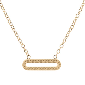 Collier en plaqu or chane avec pendentif rectangulaire contour perl 38,5+5cm - Vue 1