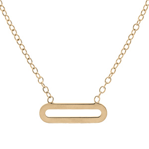 Collier en plaqu or chane avec pendentif rectangulaire lisse 38,5+5cm - Vue 1