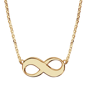 Collier en plaqu or chane avec pendentif symbole infini  graver - longueur 42cm + 3cm de rallonge - Vue 1