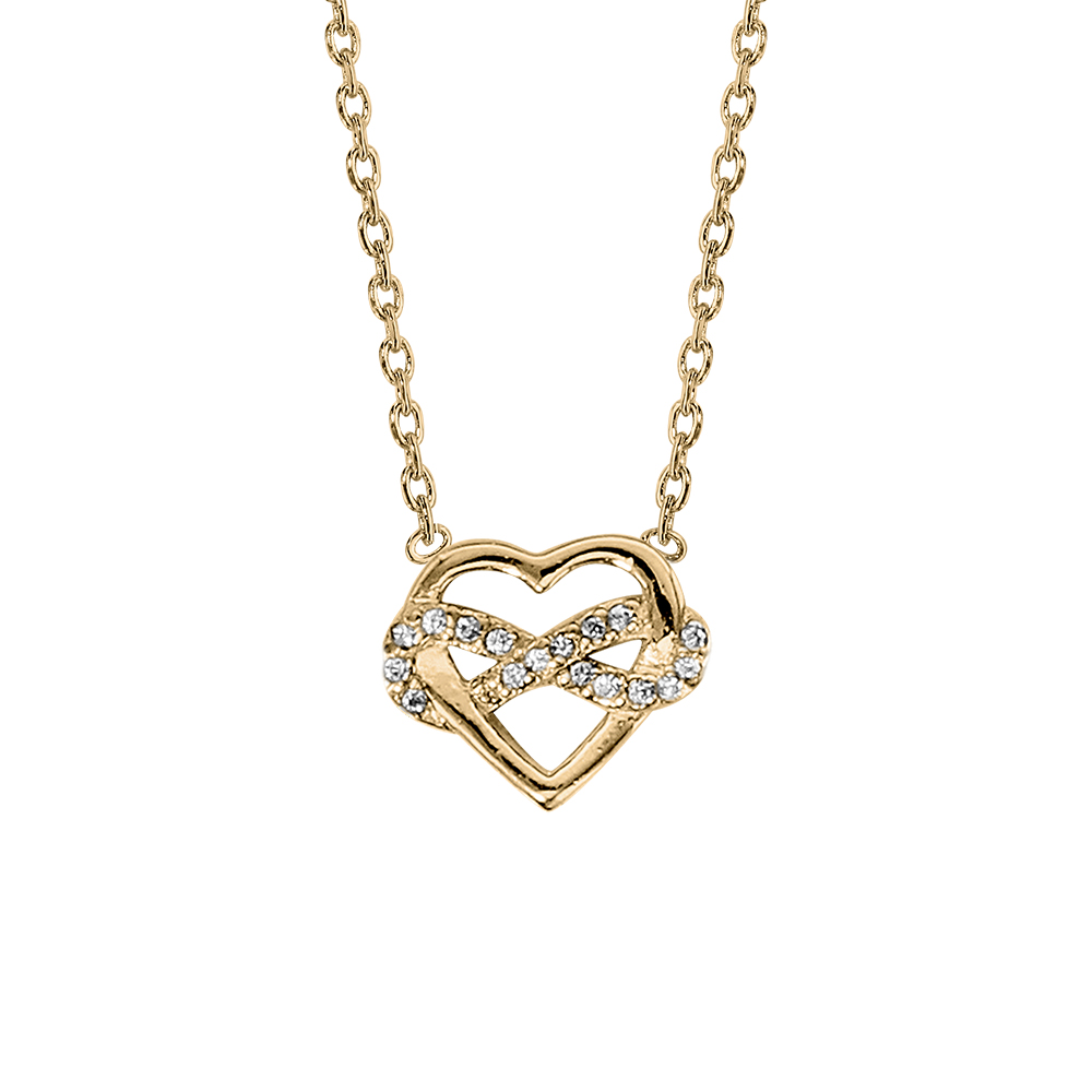 Collier en plaqu� or coeur infini oxydes blancs sertis 42cm - Vue 1