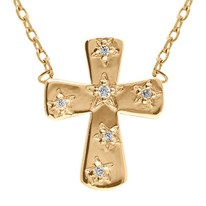 Collier en  plaqu� or croix avec oxydes blancs - 38+4cm