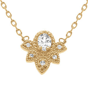 Collier en plaqu� or design floral avec oxydes blancs - 38+4cm