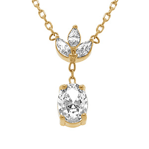 Collier en plaqu� or goutte avec  oxydes blanc  - 38+4cm