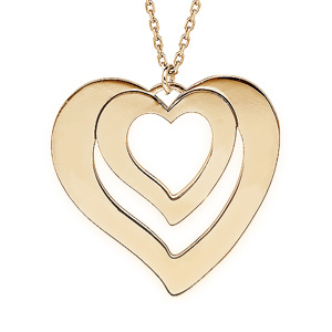 Collier en plaqu or jaune avec pendentif coeur  graver 1, 2, 3 ou 4 prnoms 40+5cm - Vue 1