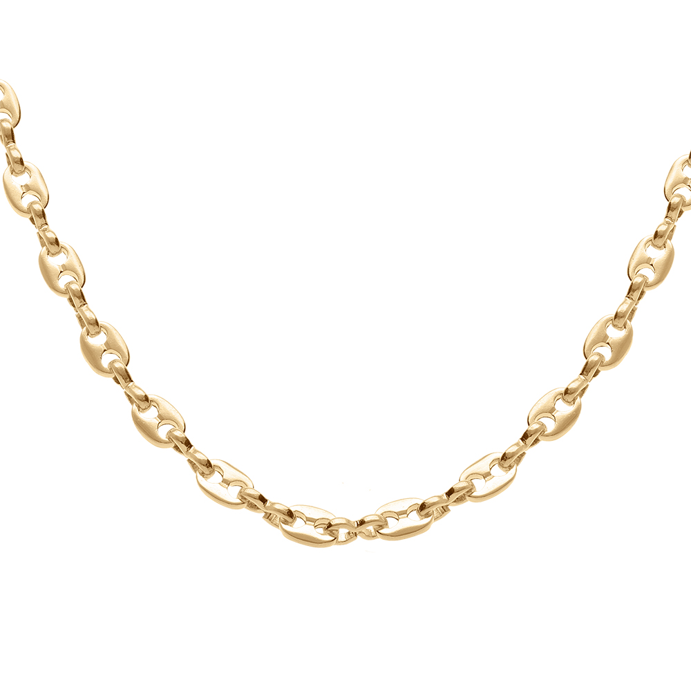 Collier en plaqu or maille grains de caf - largeur 3mm et longueur 42cm - Vue 1