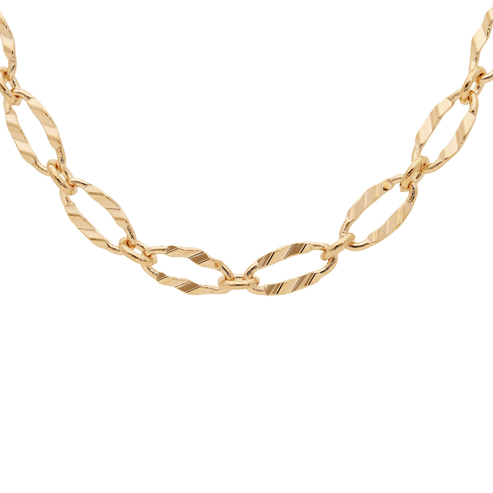 Collier en plaqu� or mailles ovales a�r�es 40+7cm - Vue 1