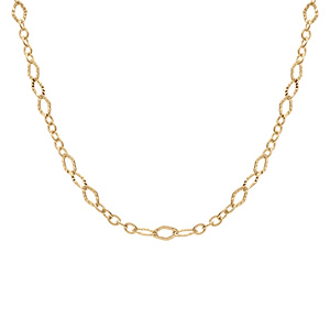 Collier en plaqu� or mailles ovales diamant�es - 40+7cm