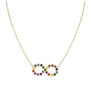 Collier en plaqu� or motif infini multi couleurs 42+3cm