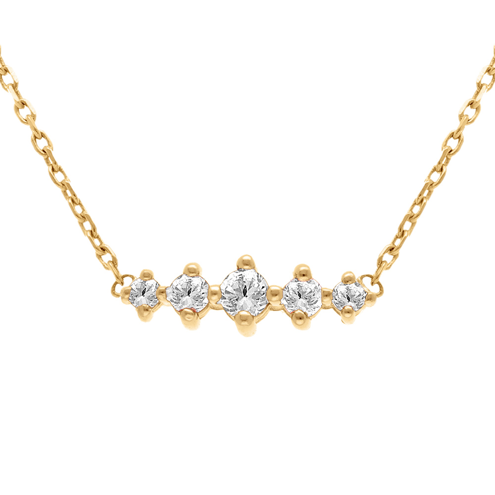 Collier en plaqu� or oxydes blancs horizontaux -  38+4cm - Vue 1