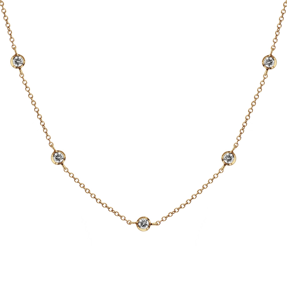 Collier en plaqu� or oxydes blancs sertis 42cm + 5cm - Vue 1