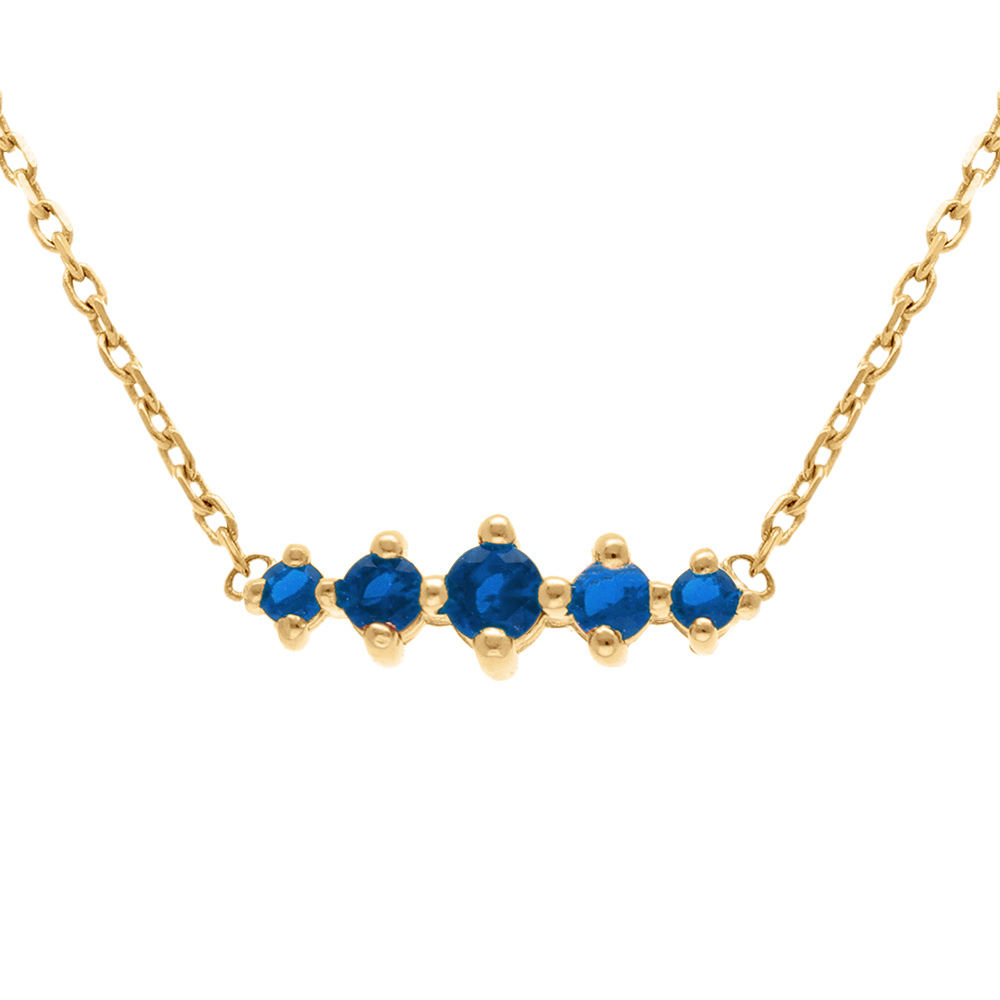 Collier en plaqu� or oxydes bleus horizontaux - 38+4cm - Vue 1